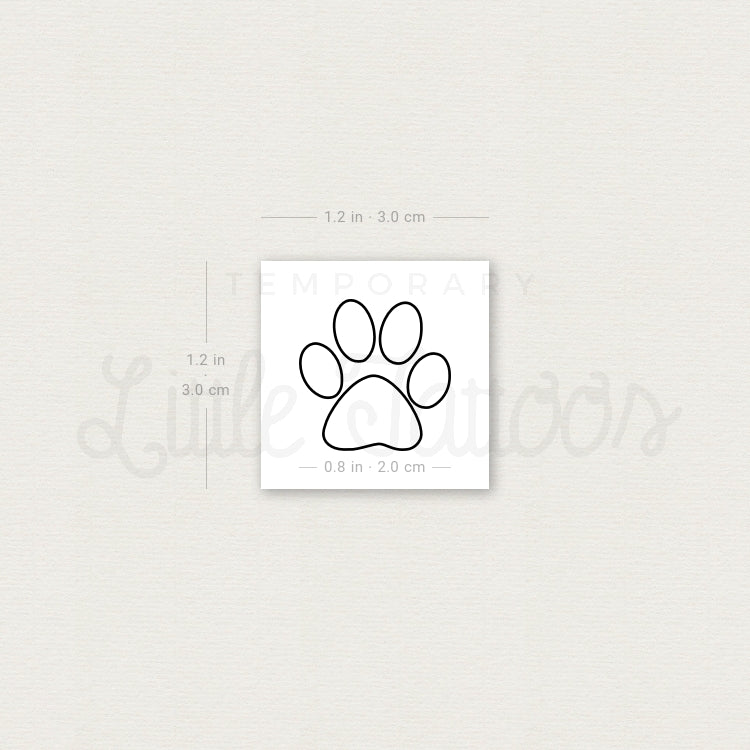 Dog Paw Outline Temporary Tattoo - Set of 3