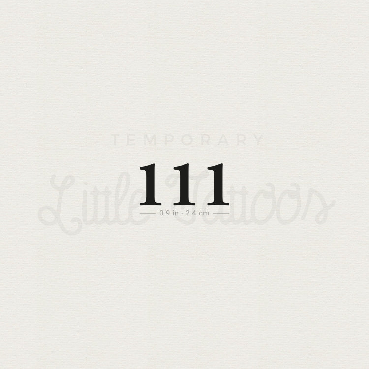 111 Angel Number Temporary Tattoo - Set of 3