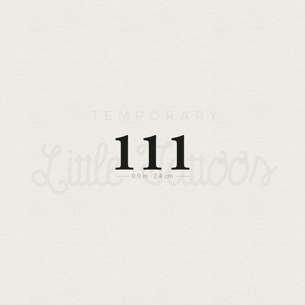 111 Angel Number Temporary Tattoo - Set of 3
