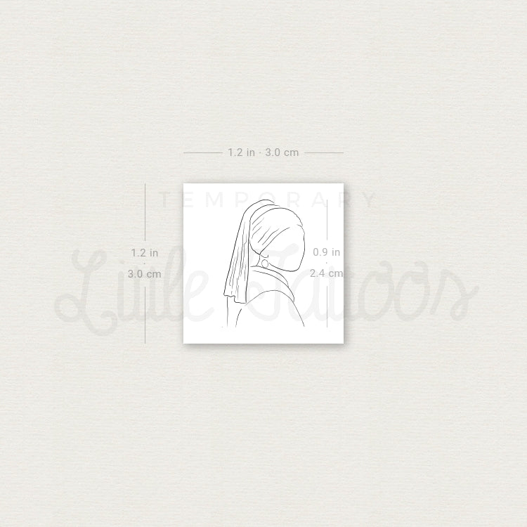 Girl With Pearl Earring Temporary Tattoo - Set of 3