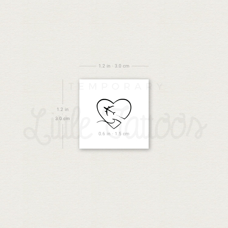 Surfer Traveller Heart Temporary Tattoo - Set of 3