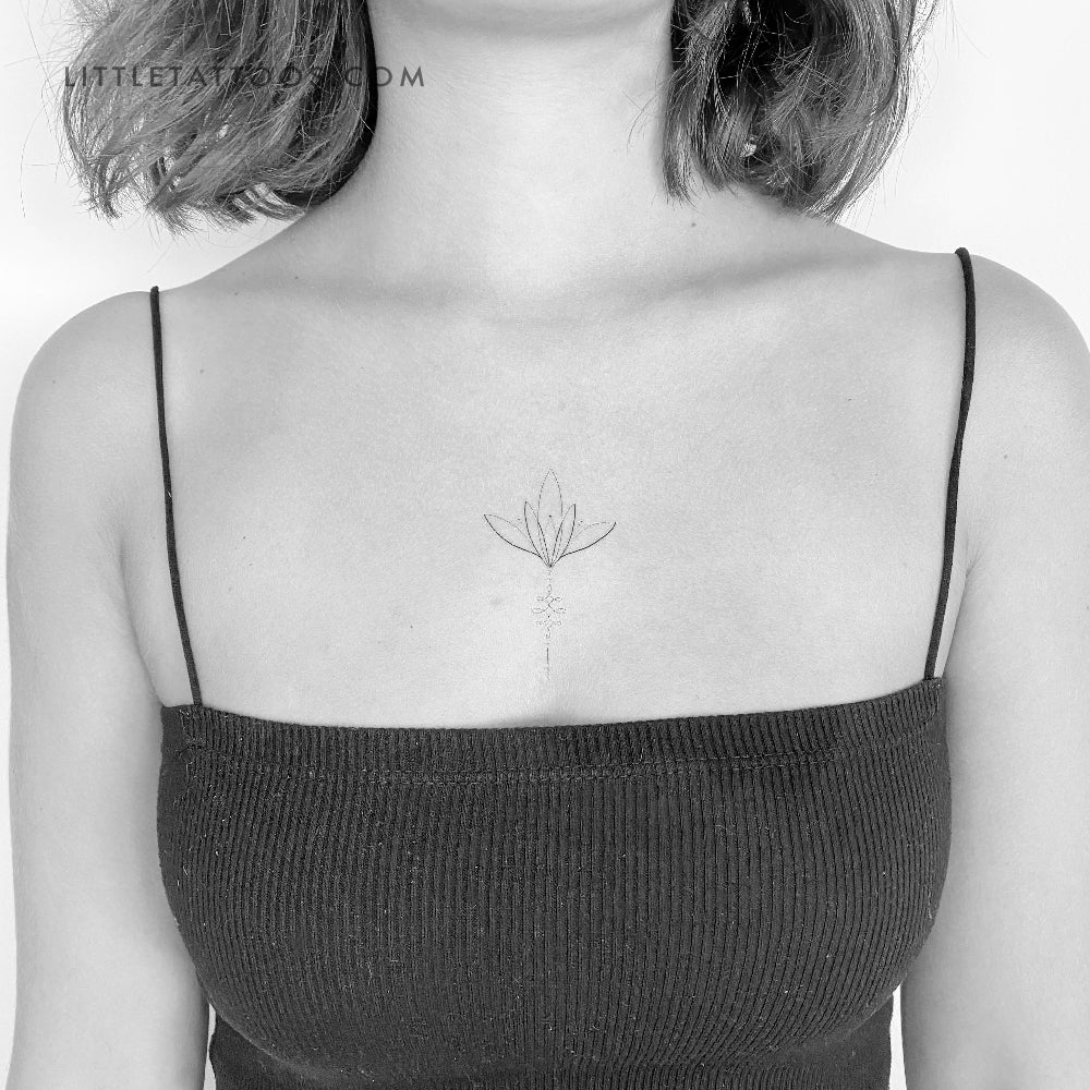 Chic Lotus Tattoo on Chest