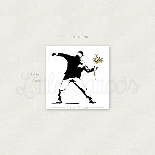 Small Banksy's Flower Thrower Temporary Tattoo - Set of 3