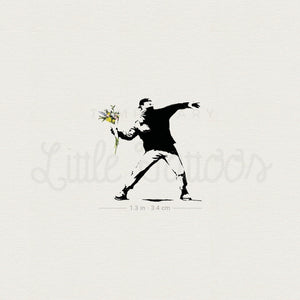 Small Banksy's Flower Thrower Temporary Tattoo - Set of 3