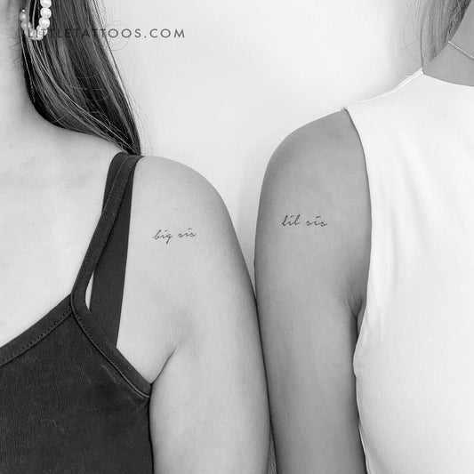 Tatuaje temporal a juego de hermana mayor y hermana menor (juego de 3+3)