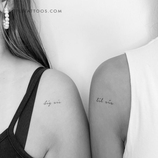 Tatuaje temporal a juego de hermana mayor y hermana menor (juego de 3+3)