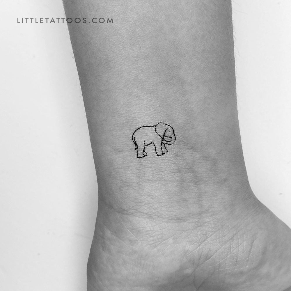 Tatuaje temporal de elefante bebé (derecha) - Juego de 3