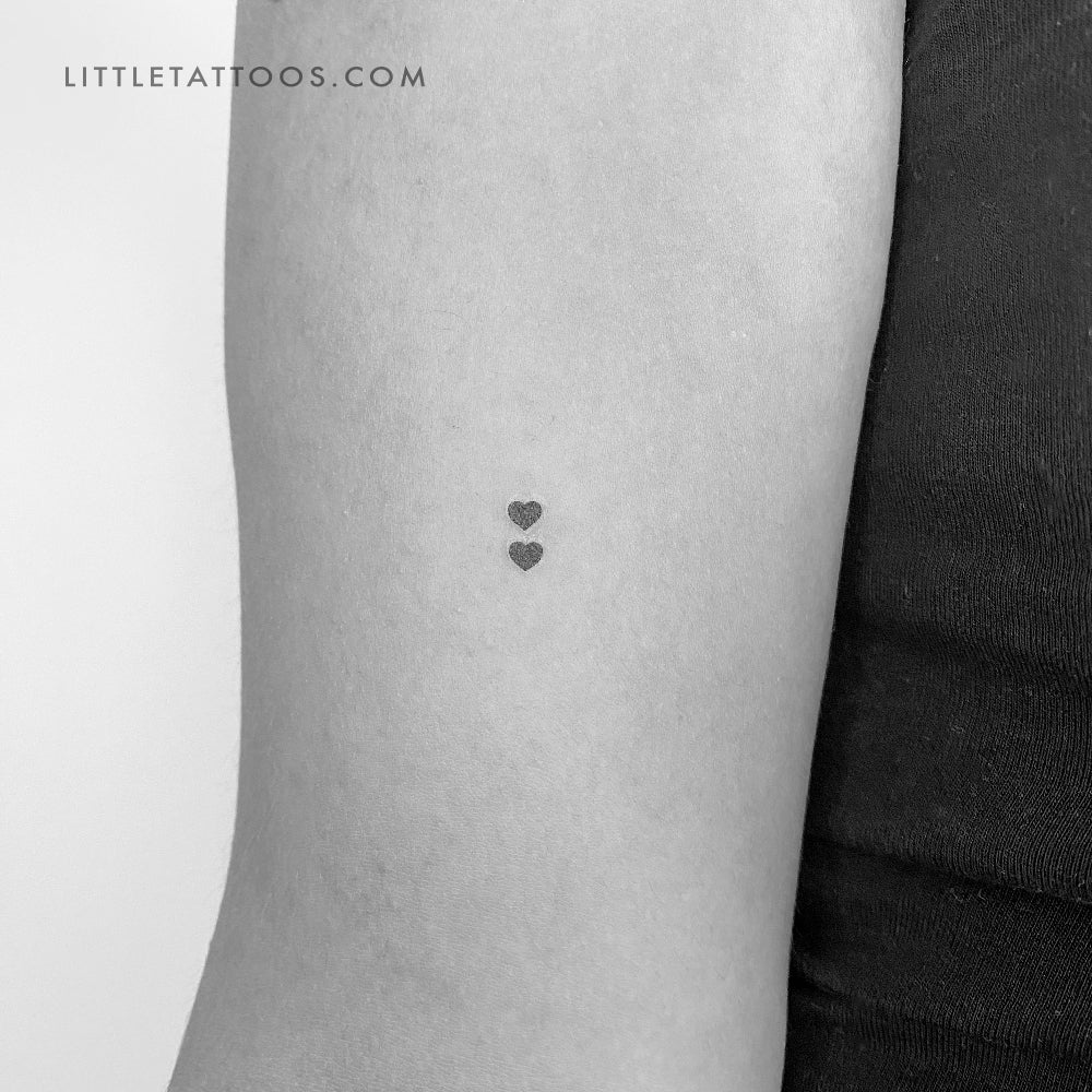 Two Tiny Black Hearts Temporary Tattoo - Set of 3