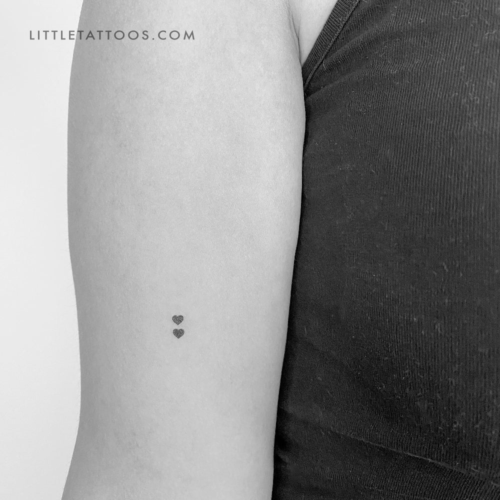 Two Tiny Black Hearts Temporary Tattoo - Set of 3