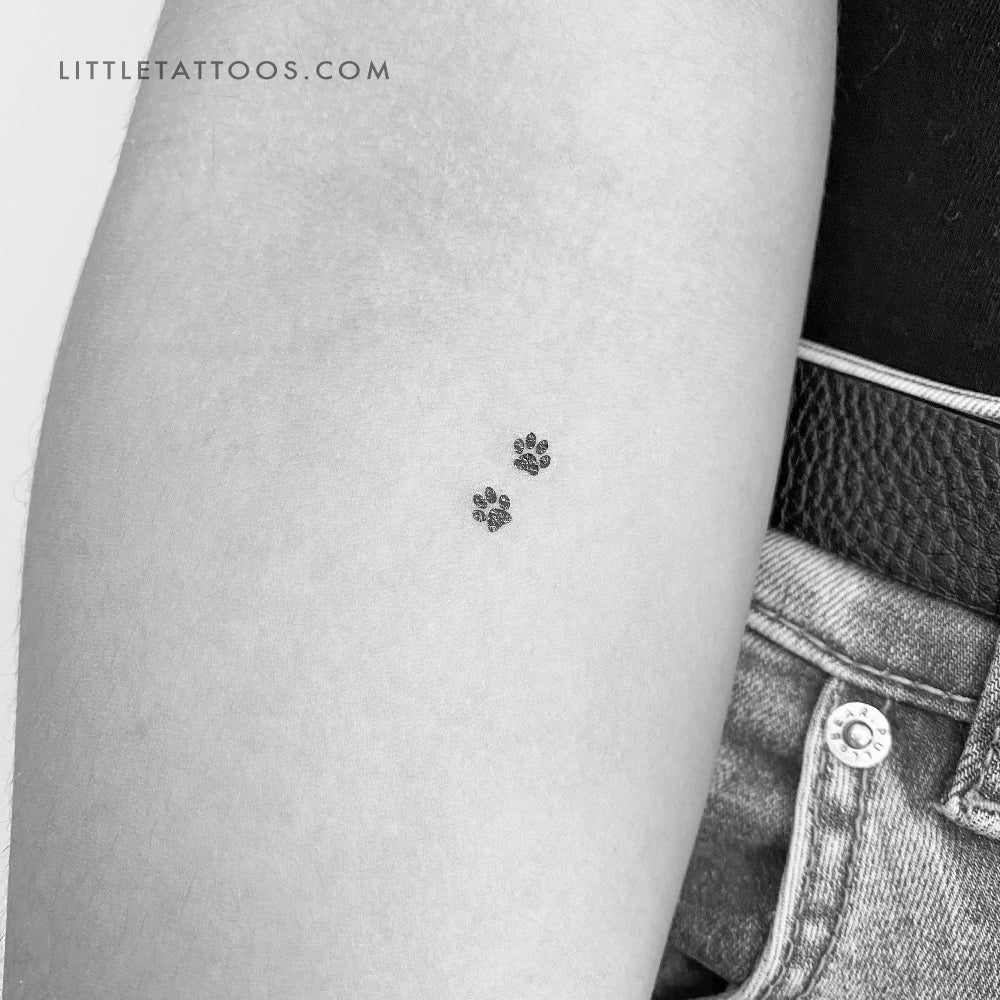 Dog Paw Print Pair Temporary Tattoo - Set of 3