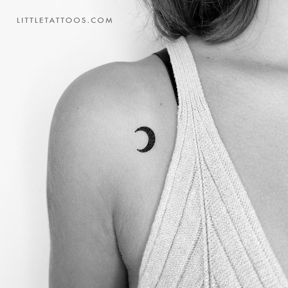 Black Crescent Moon Temporary Tattoo - Set of 3