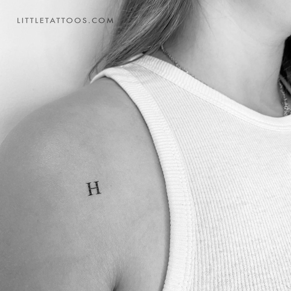 H Uppercase Serif Letter Temporary Tattoo - Set of 3