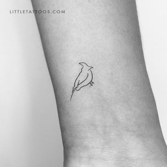 Tatuaje temporal de cardenal de línea fina - Juego de 3