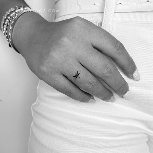 Tatuaje temporal de libélula negra diminuta (juego de 3)