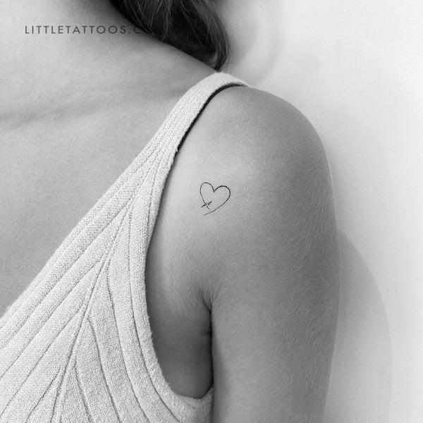 Heart and Heartbeat Temporary Tattoo - Set of 3