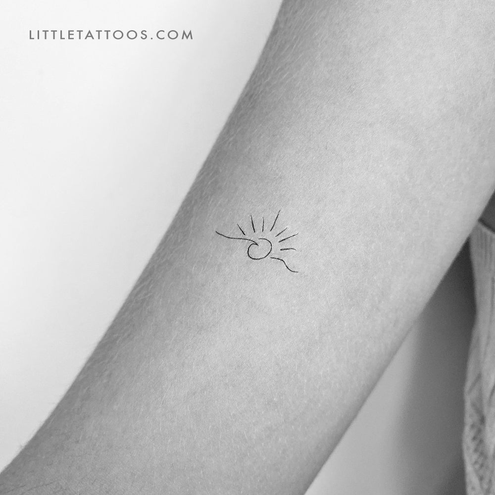 Tatuaje temporal de ola al atardecer - Juego de 3