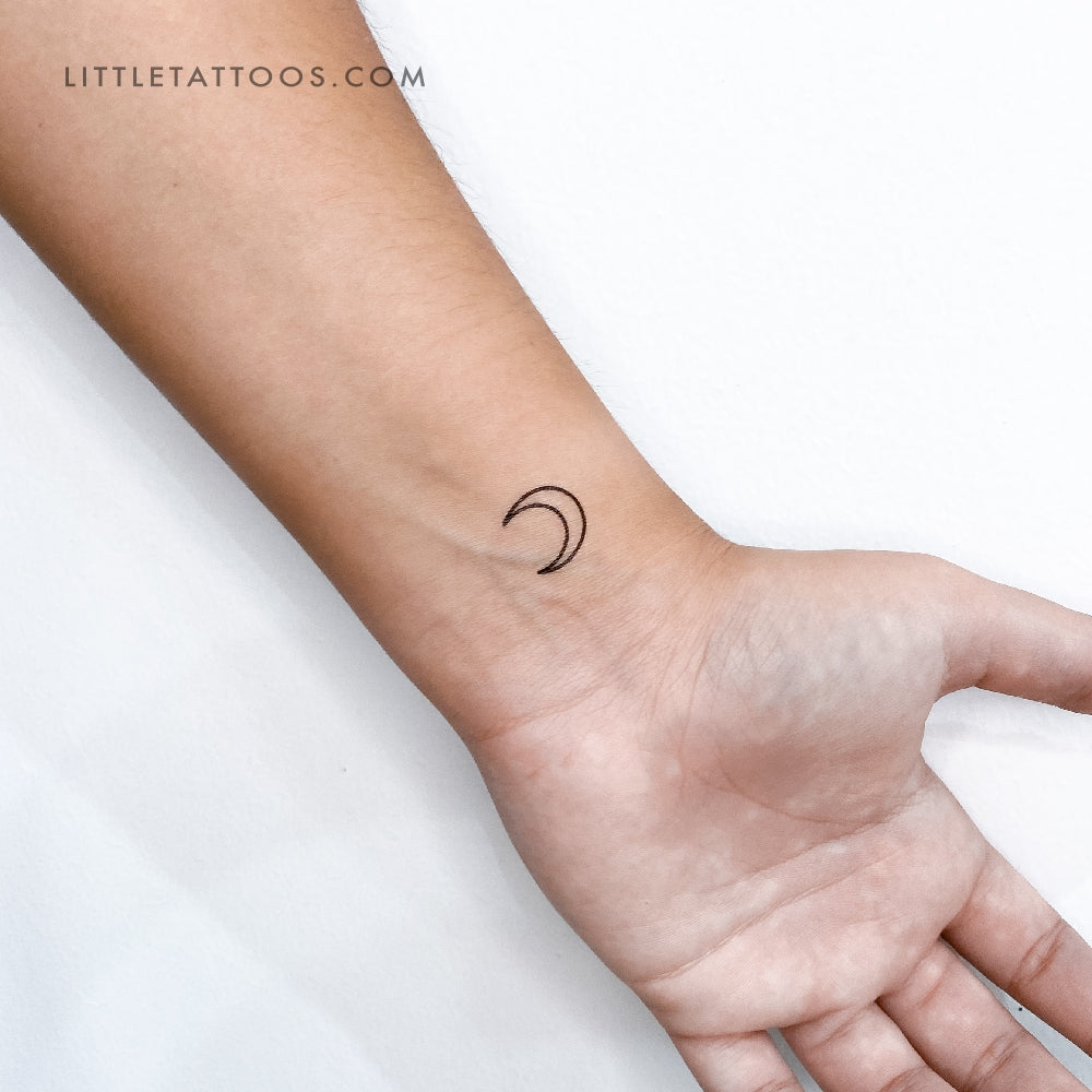 Crescent Moon Outline Temporary Tattoo - Set of 3