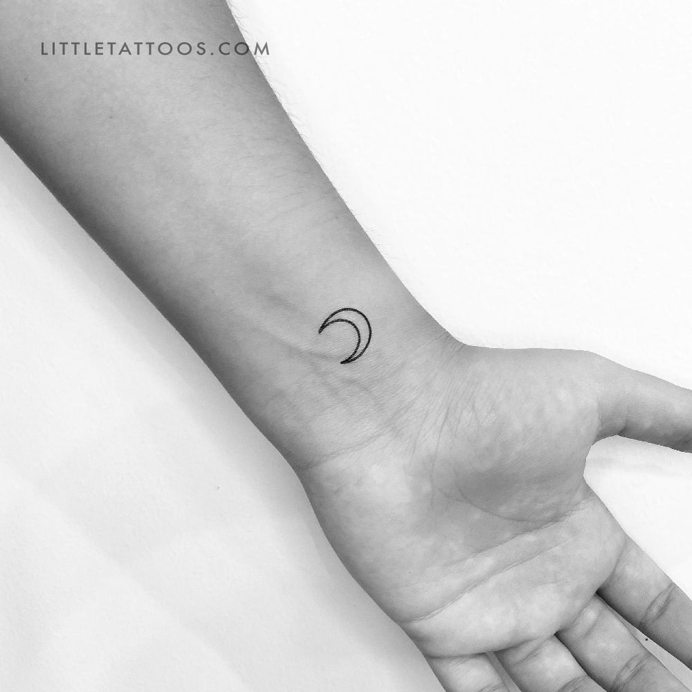Crescent Moon Outline Temporary Tattoo - Set of 3