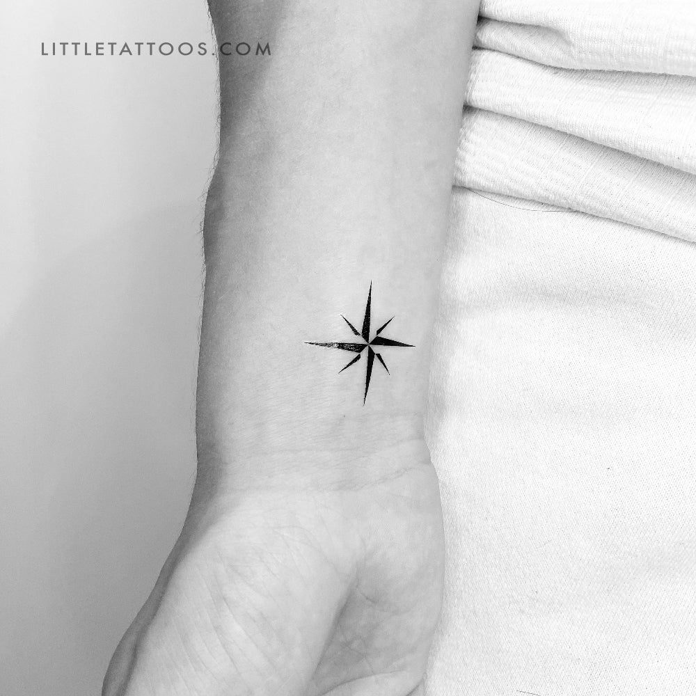 Minimalist Compass Temporary Tattoo - Set of 3