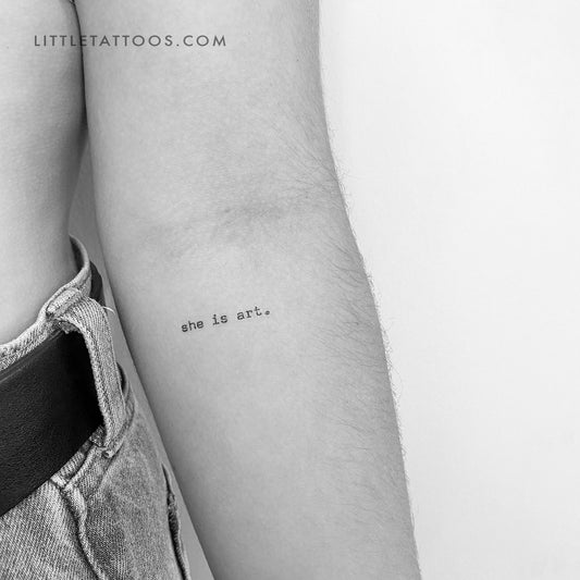 Tatuaje temporal "Ella es arte" - Juego de 3