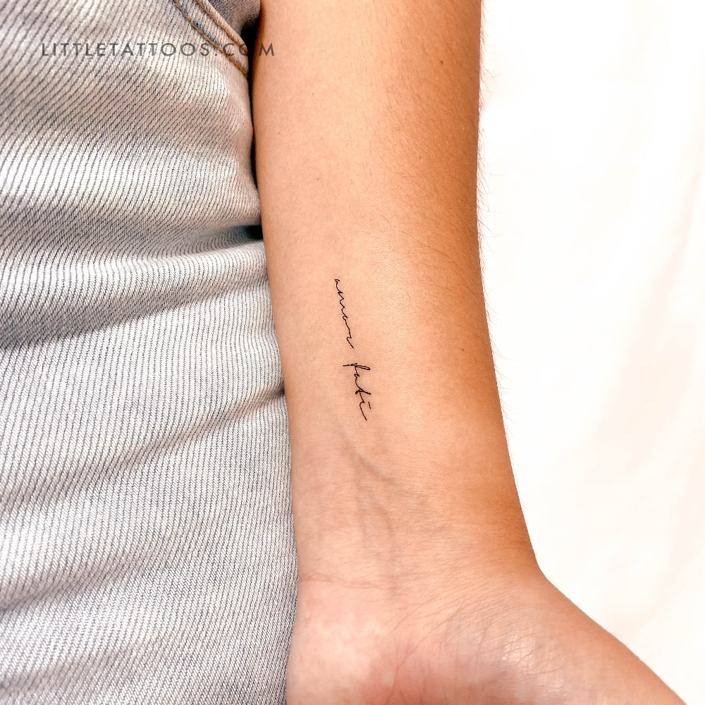 Tatuaje temporal "Amor Fati" con fuente manuscrita - Juego de 3