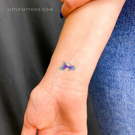 Blue Betta Fish Temporary Tattoo - Set of 3