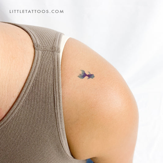 Blue Betta Fish Temporary Tattoo - Set of 3