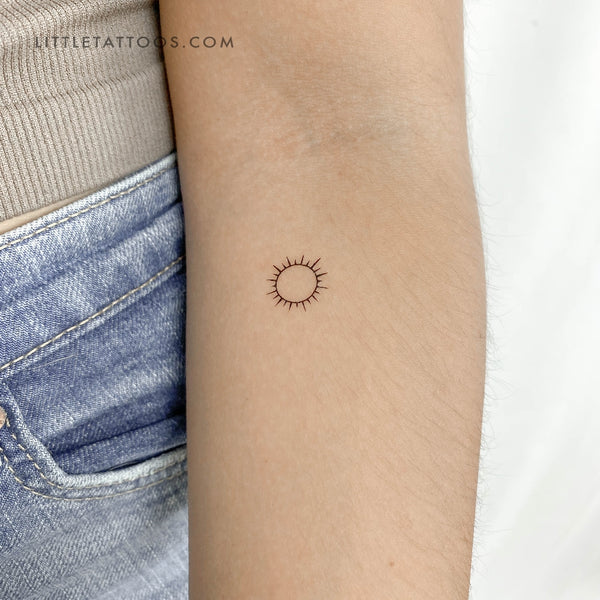 Small Shining Sun Temporary Tattoo - Set of 3