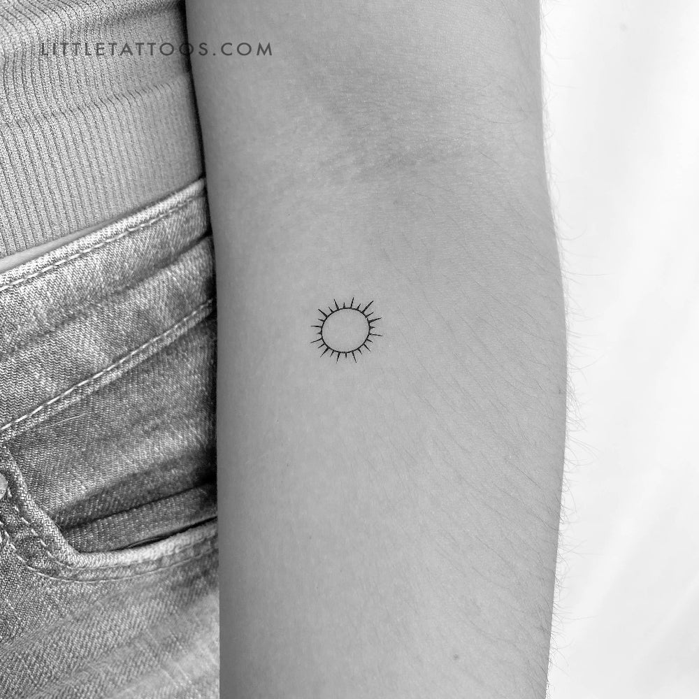 Small Shining Sun Temporary Tattoo - Set of 3