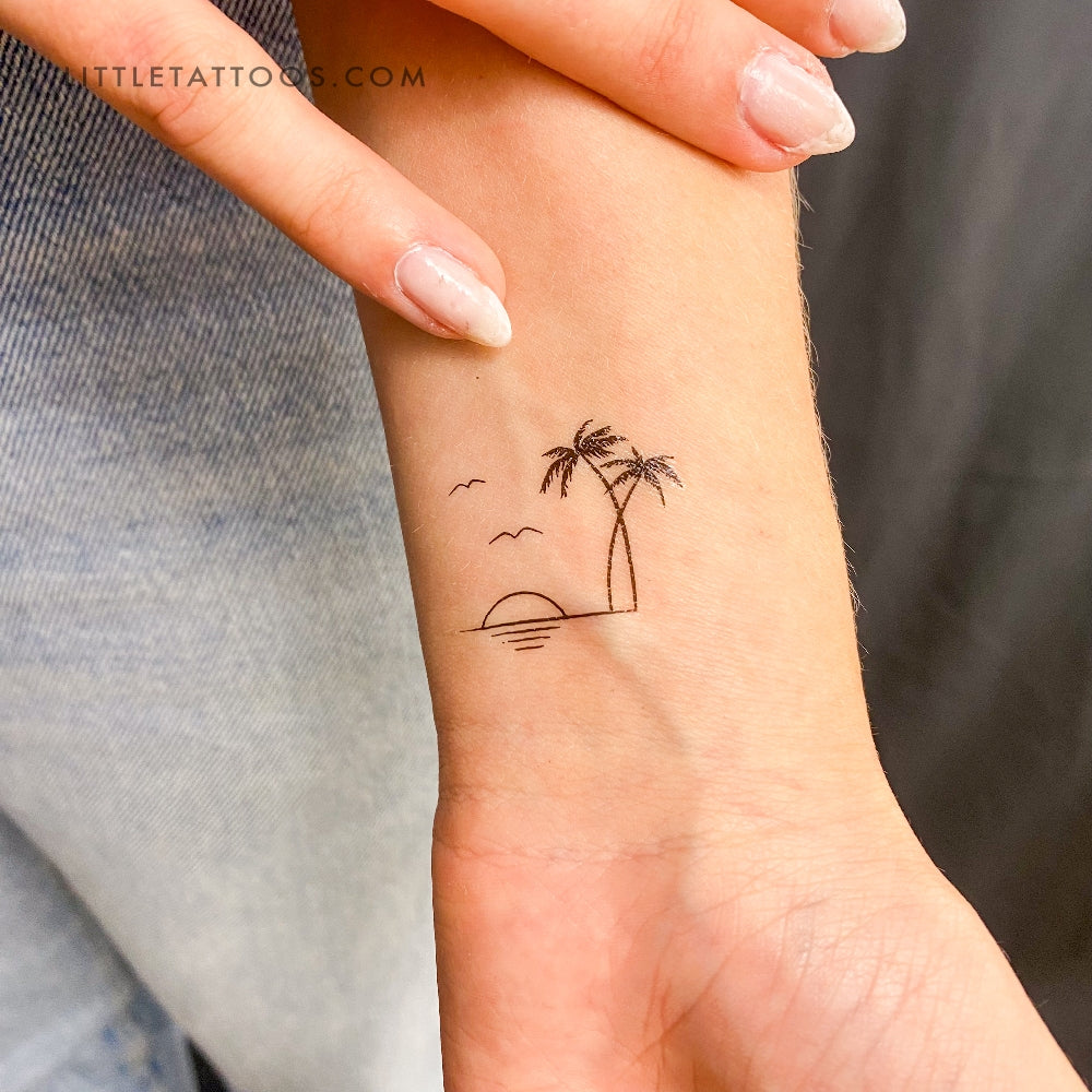 Tropical Sunset Temporary Tattoo - Set of 3