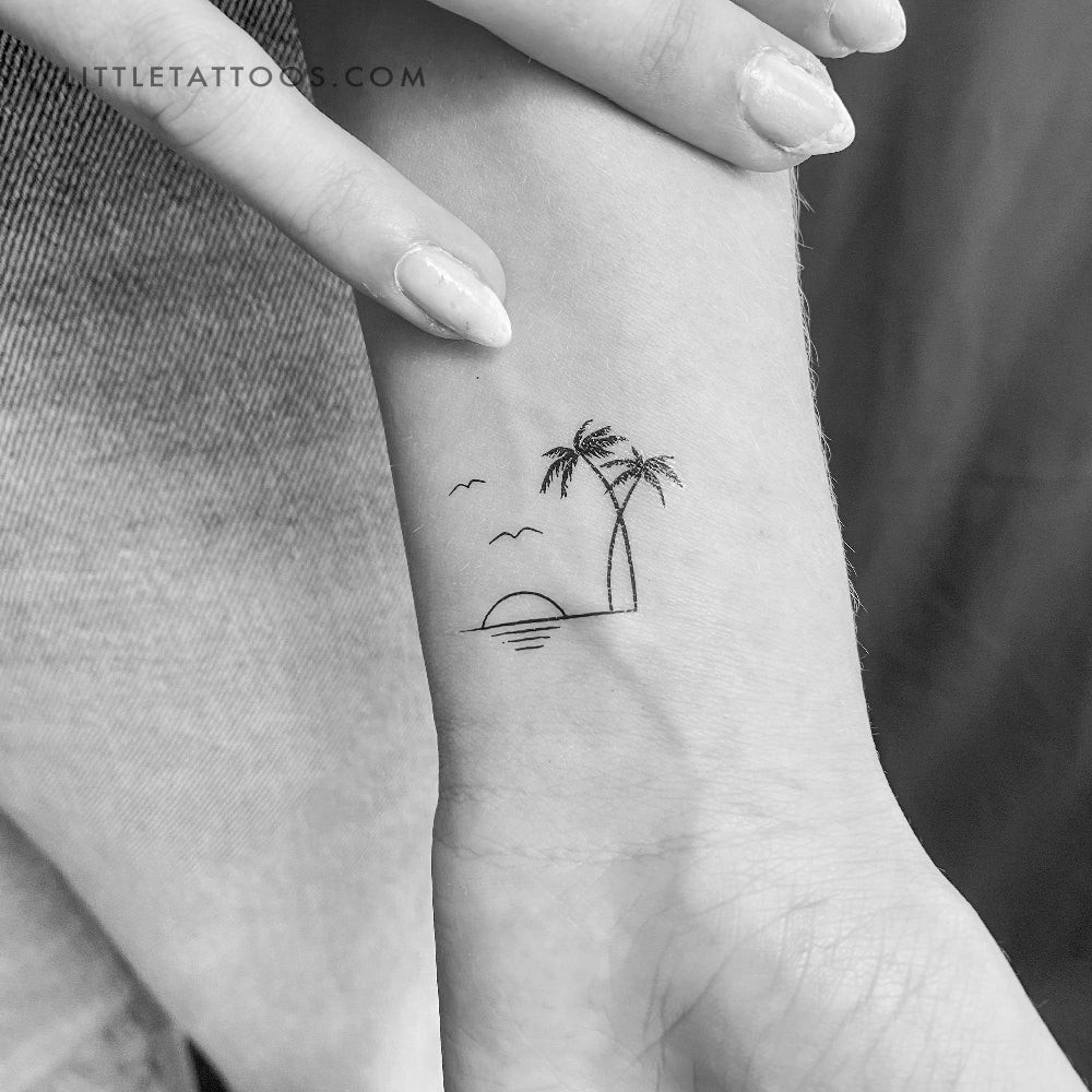 Tropical Sunset Temporary Tattoo - Set of 3