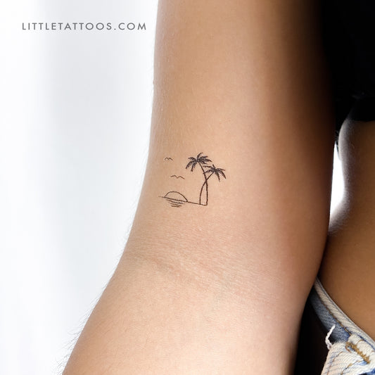Tropical Sunset Temporary Tattoo - Set of 3