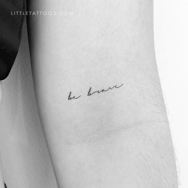 Handwritten Font 'Be Brave' Temporary Tattoo - Set of 3