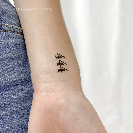 444 Angel Number Temporary Tattoo - Set of 3