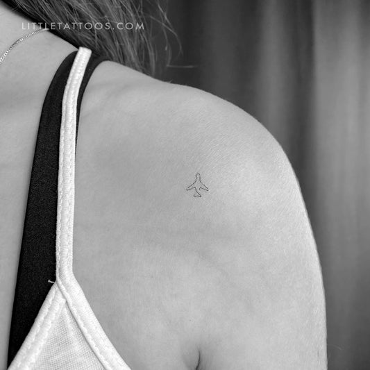 Tatuaje temporal de avión de una línea (juego de 3)