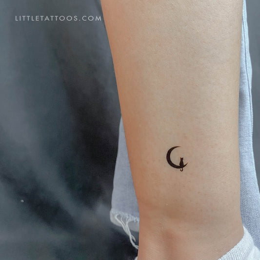 Cat On The Moon Temporary Tattoo
