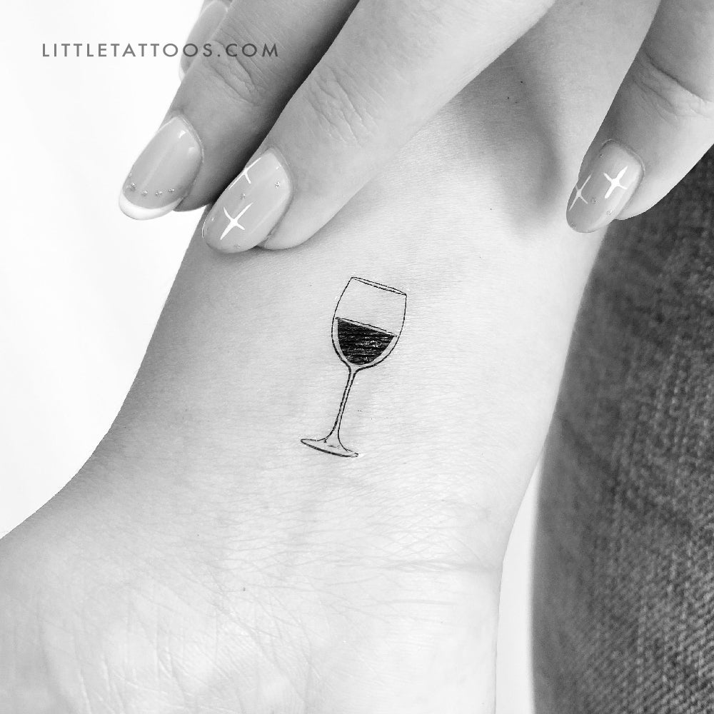 Wine Glass Temporary Tattoo - Set of 3