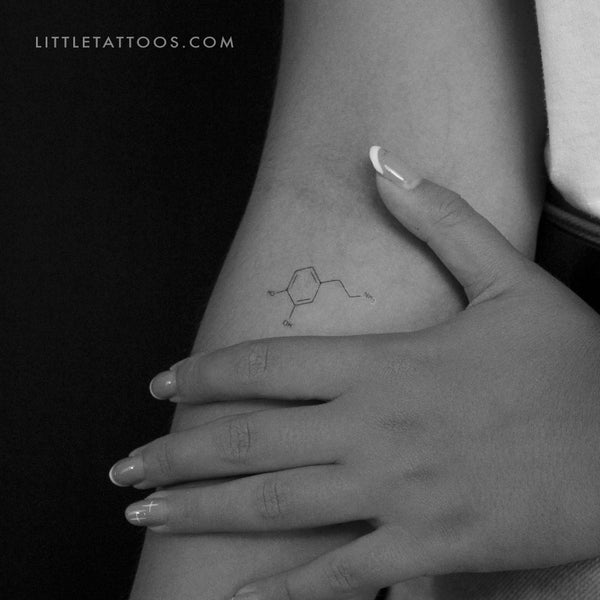 Dopamine Chemical Structure Temporary Tattoo - Set of 3