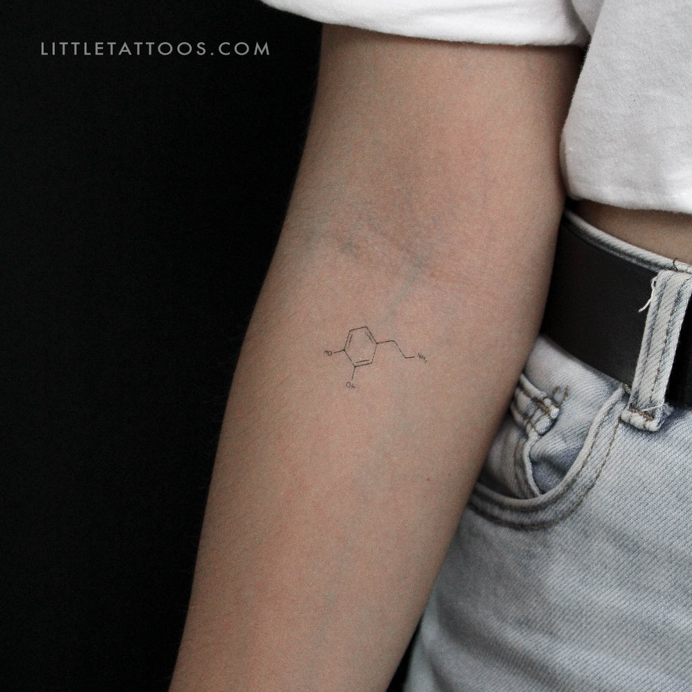 Dopamine Chemical Structure Temporary Tattoo - Set of 3 – Little Tattoos, image size:1000x1000