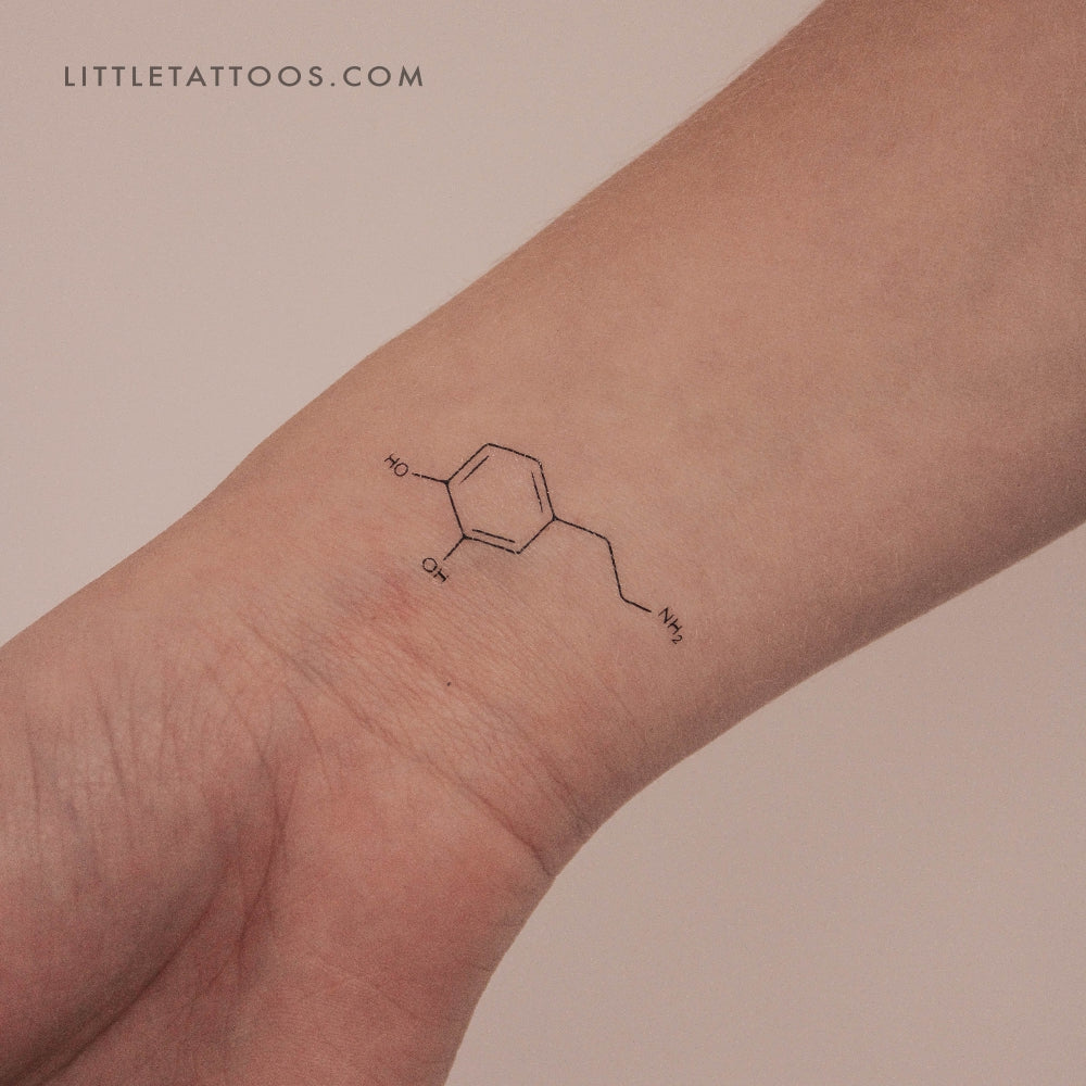 Dopamine Chemical Structure Temporary Tattoo - Set of 3, image size:1000x1000