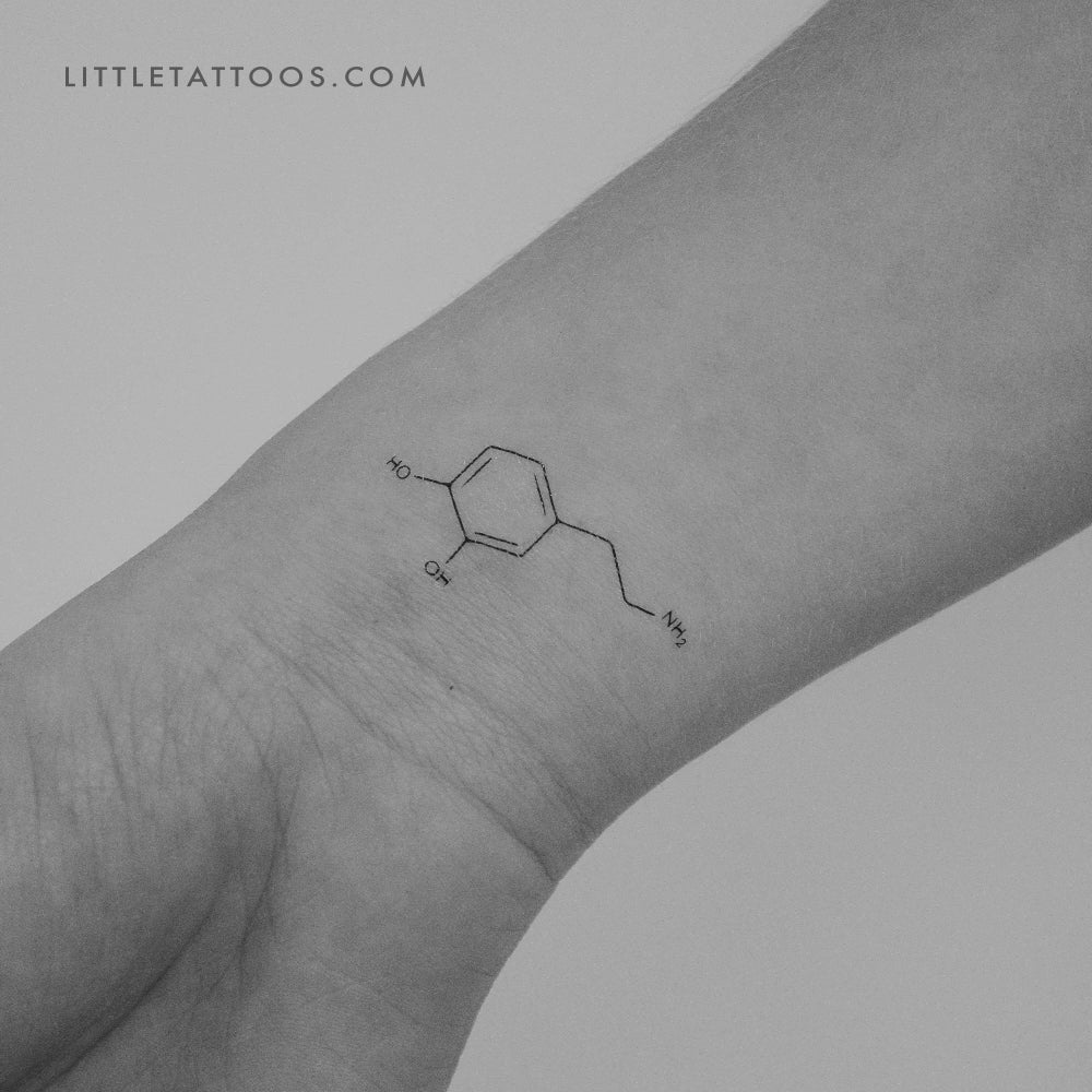 Dopamine Chemical Structure Temporary Tattoo - Set of 3