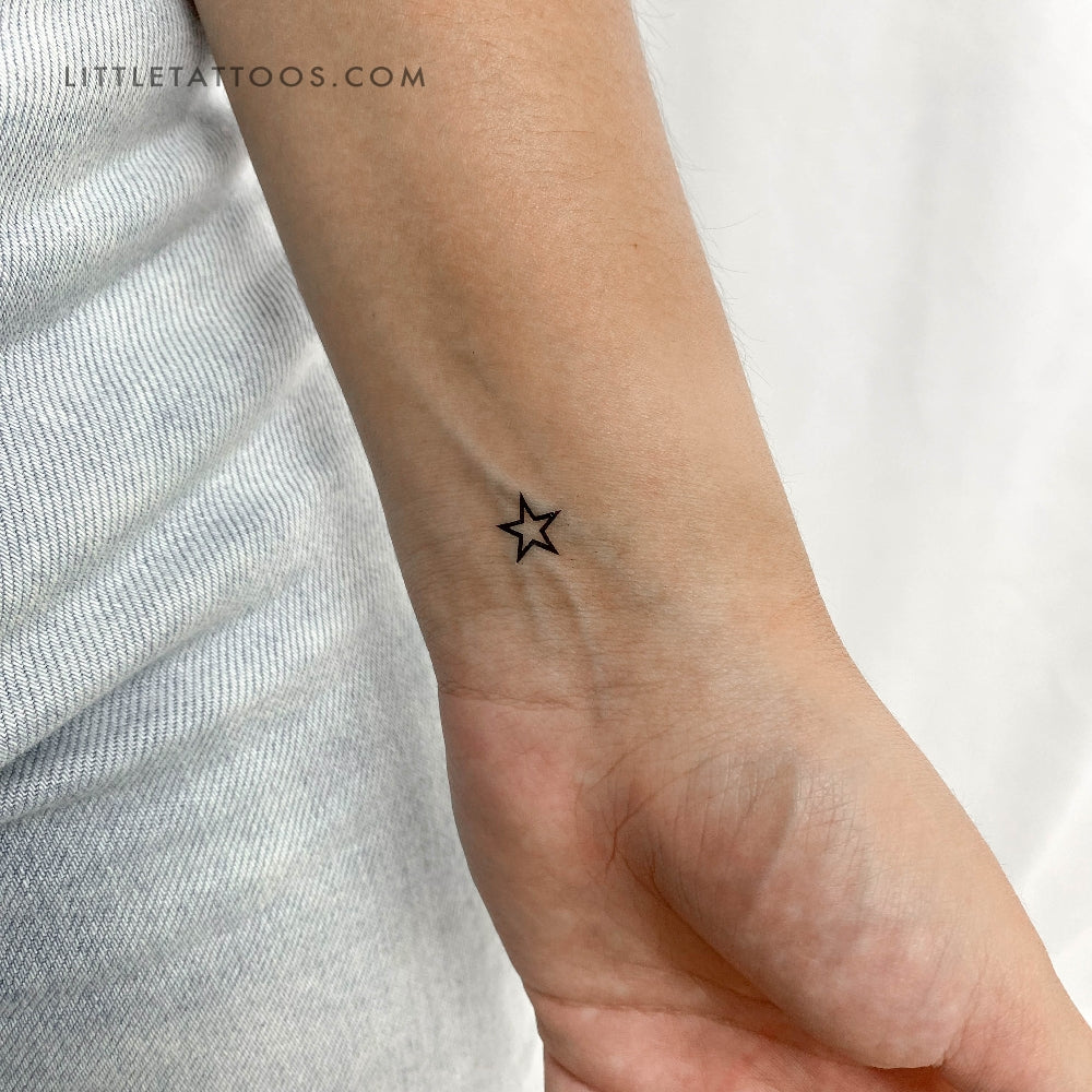 Small Star Outline Temporary Tattoo - Set of 3