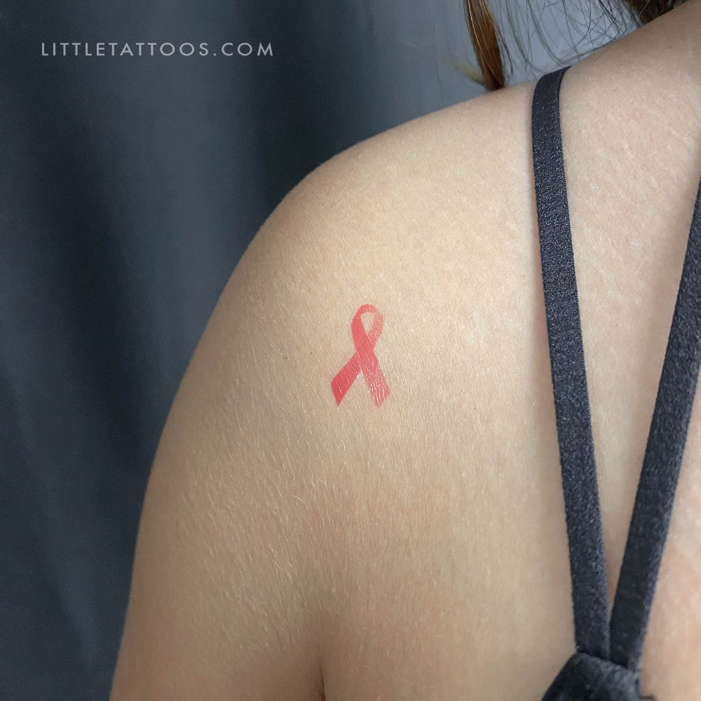 Pink Ribbon Tattoo Ink Set Pink Ribbon Temporary Tattoo - Set of 3 – Little Tattoos
