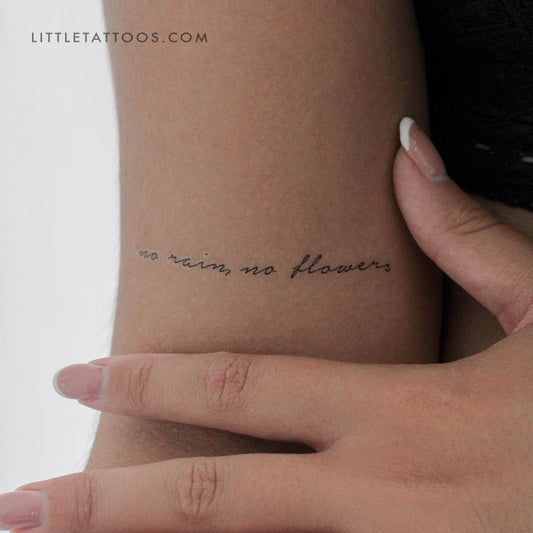 No Rain, No Flowers Temporary Tattoo - Set of 3