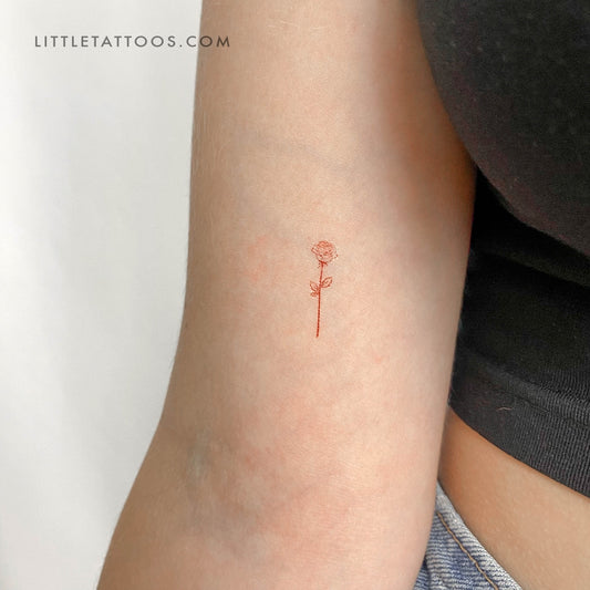 Red Rose Temporary Tattoo - Set of 3