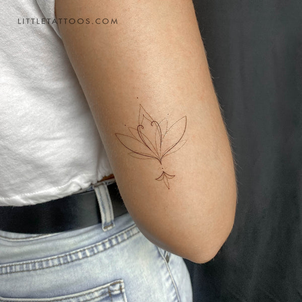 Fine Line Lotus Flower Temporary Tattoo by Harmlessberry - Set of 3