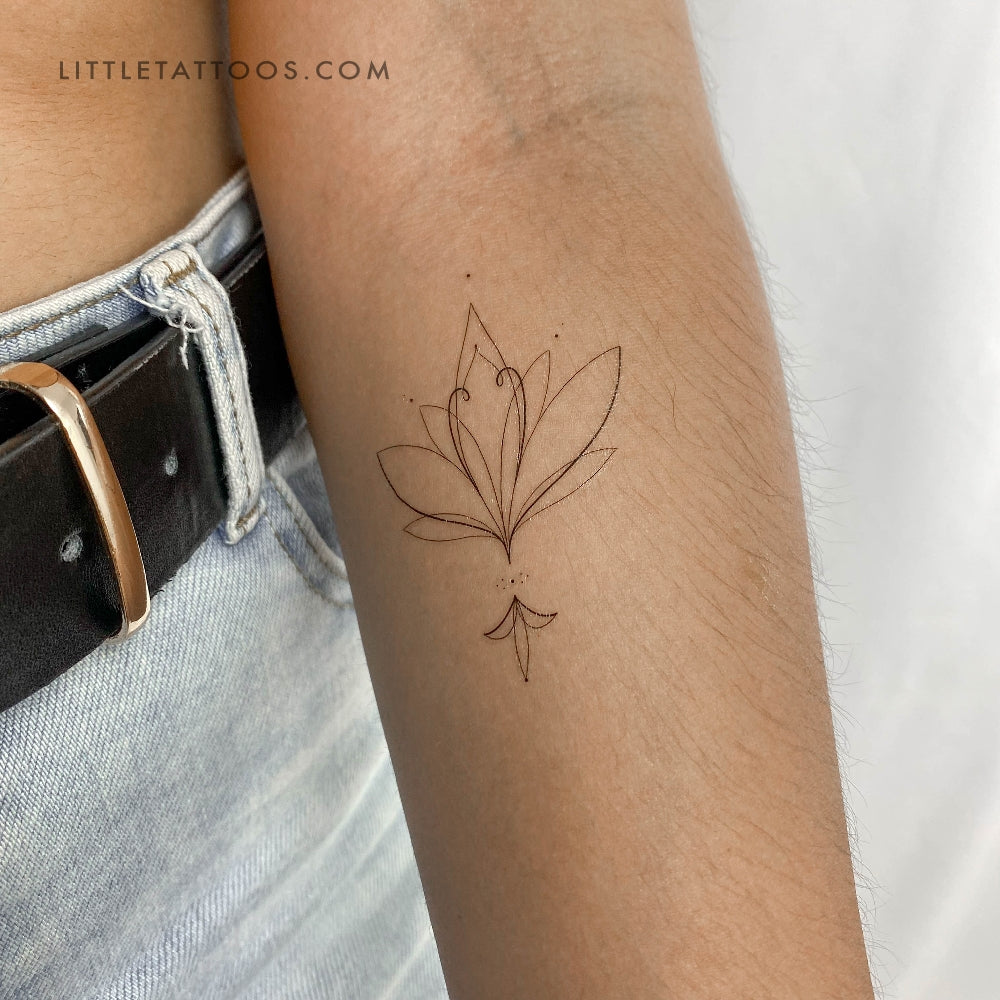 Fine Line Lotus Flower Temporary Tattoo by Harmlessberry - Set of 3 –  Little Tattoos