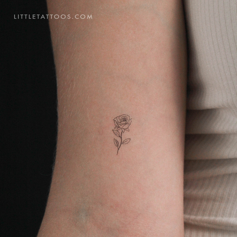 Fine Line Rose Temporary Tattoo - Set of 3