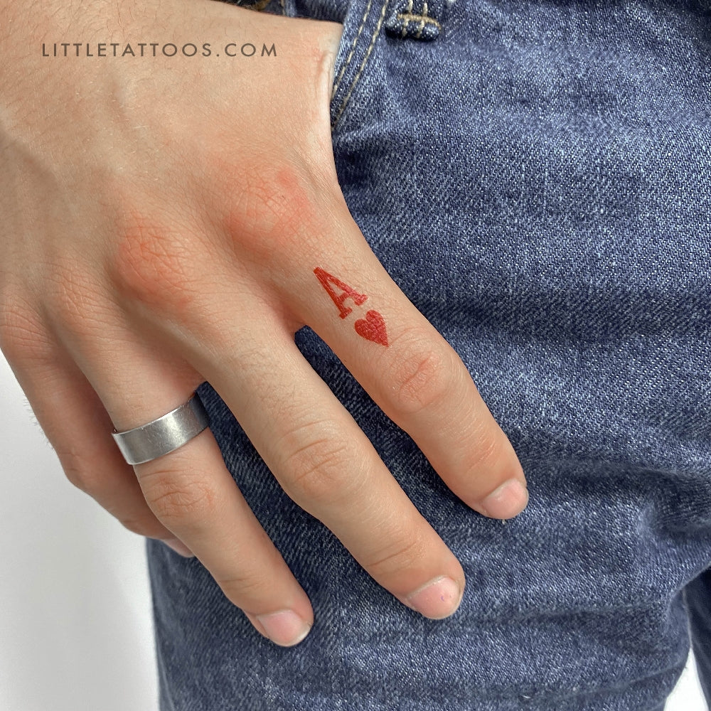 Ace Of Hearts Temporary Tattoo - Set of 3