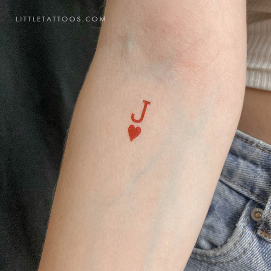 Tatuaje temporal de jota de corazones - Juego de 3